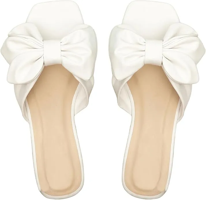 Women's Bowknot Flat Satin Sandals - Product Image Needed